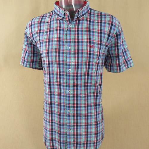 Crew Clothing Co Mens Shirt Size XL Short Sleeves Multi Check Cotton With Logo - Picture 3 of 10