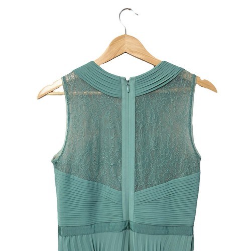BCBGMaxAzria Abbie Dress Agate Green Fit & Flare Lace Pleated Accent, Size 8 - Picture 5 of 12