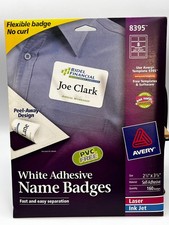 Office Supplies Avery White Adhesive Name Badge Labels  160 Badges 