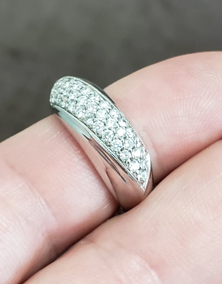 Anillo de oro macizo de 14K con banda/cóctel de diamantes de 8,3 mm de ancho s-6,75 Foto 4 de 4