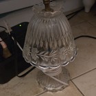 Clear Glass Floral Table Lamp w/ Bell Shade, Corded Switch, Warm White — photo 10