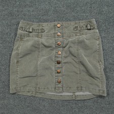 Vintage Gap Skirt Womens 1 28 GRey Corduroy Military Snap Y2K