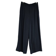 Uniqlo Pleated Wide Leg Pants High Rise Elastic Waist Pockets Navy Blue Size L