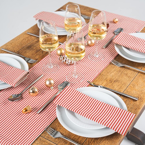 Christmas Table Runner 30cm Wide Washable Festive Holiday Decoration Linen - Picture 44 of 85