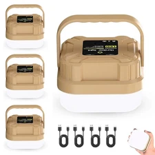 4pcs Portable LED Flashlight USB Rechargeable Camping Tent Light Lantern Lamp