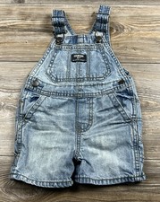 OshKosh Overalls Carpenter Vestbak 9-12 M Denim Short-All's Bibs
