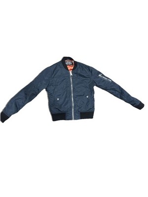 Schott NYC MA-1 Flight Bomber Jacket Navy Blue Orange Lining Mens Size M