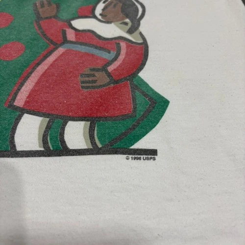 Vintage 1996 USPS Christmas Stamp T-Shirt XL Tultex Santa Family Tree 32c image 10