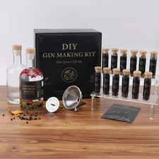 Gin Infusion Kit, Gin Making Kit Complete with 12 Botanicals, 2 Bottles, Funn...