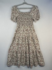 SHEIN Midi Dress Floral Women’s XL  Cottagecore Prairie Off Shoulder Casual