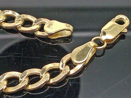 10K Yellow Gold Link Bracelet 4mm Width 8Inch Long 2.6gm Lobster Lock  - Picture 1 of 4