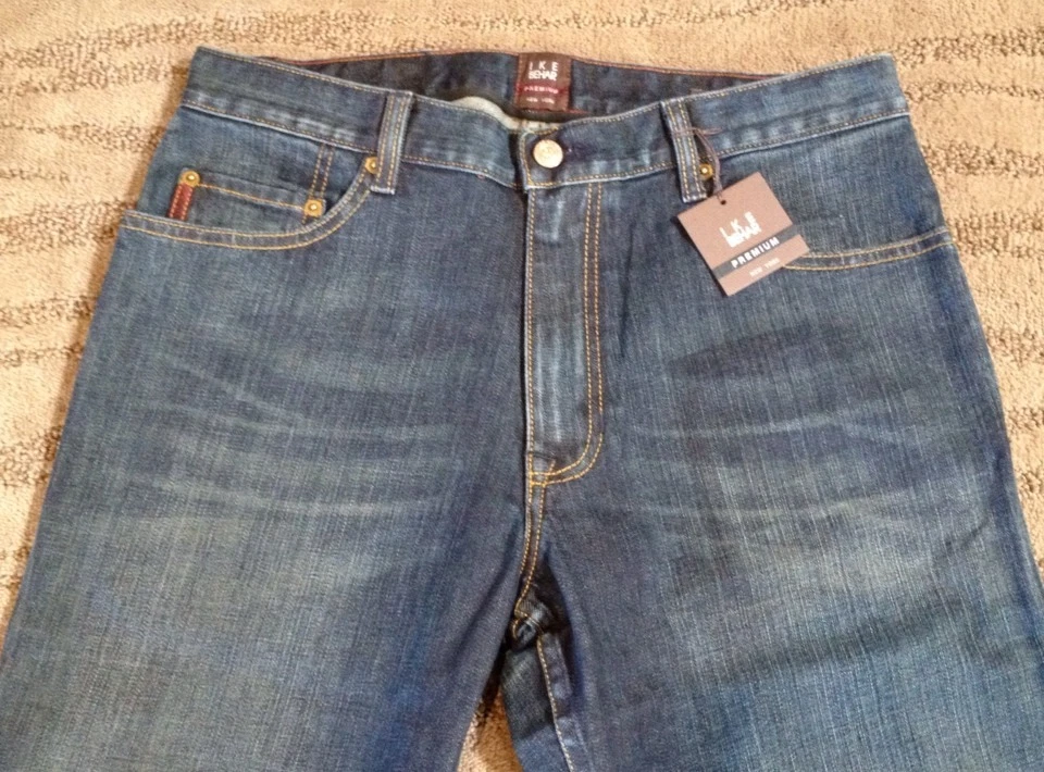 Pantalones de mezclilla para hombre IKE BEHAR NY "ALAN" - talla 34 x 34-clásicos-pierna recta-denim oscuro nuevos con etiquetas Foto 2 de 4