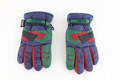 Vtg 90s Spalding Spell Out Color Block Fleece Lined Insulated Winter Gloves XL