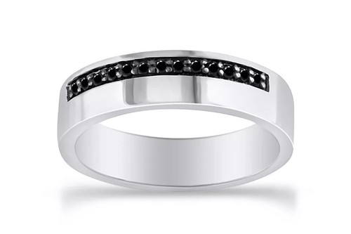 1/6ct Black Real Diamond Band Ring For Men & Women 14K Gold Plated Sterling - Picture 10 of 17