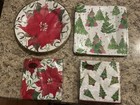 Caspari  3-Ply Napkins Plates Tree Top Christmas Tradition Pearl Brushstroke