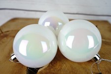 3 x Countryfield weiß/irisierende Glas Kugeln  8 cm Weihnachten Baumschmuck Deko