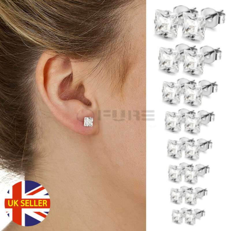 Hypoallergenic Square Cut Clear Swarovski Crystal Sleeper Stud