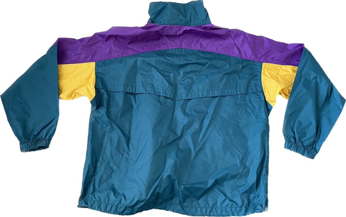 Vintage 90s Columbia Neon Colorblack Nylon Shell 1/2 Zip Large 