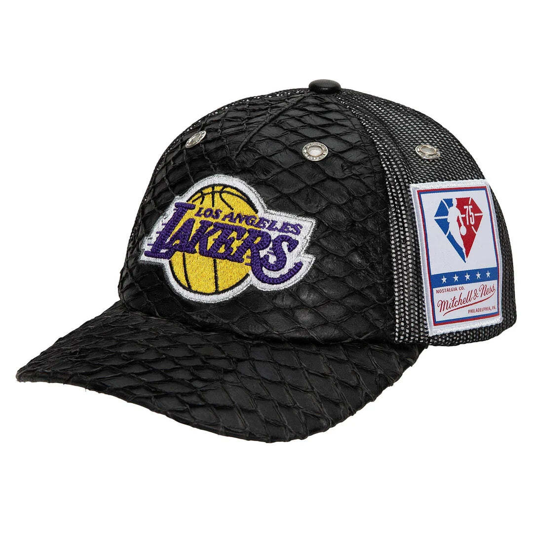 Mens MITCHELL & NESS NBA 75TH PLATINUM LUX TRUCKER LAKERS | eBay