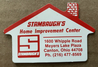 Vintage STAMBAUGH'S Home Improvement Center Refrigerator Magnet Canton Oh Meyers