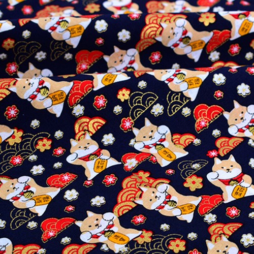Japan Lucky Cat Shiba Inu Stoff niedlich Maneki Cartoon weicher Kimono Druck Handwerk - Bild 17 von 17