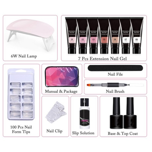 Nail Extension Gel Set Nail Enhancement Extension Kit Mit Nagellampen-Bürste FAT - Bild 2 von 12