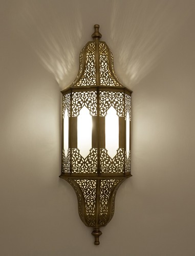 Nuova lampada da parete in ottone fatto a mano marocchina ottone antico H65 x L24 cm omaggio veloce PP - Foto 2 di 5