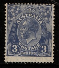 Australia 1926 1930 King George V 3d  perf 13½ x 12½ Die II SG100b MLH