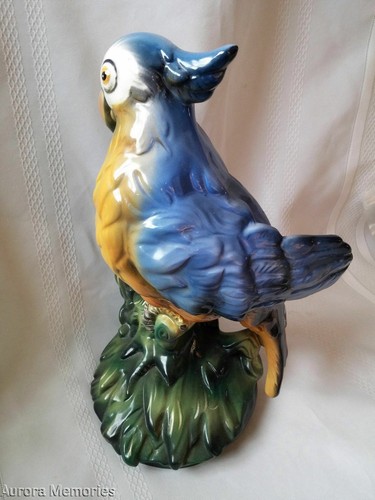 Maiolica porcellana ceramica italiana vintage? Statua uccellino pappagallo alta 12" - Foto 5 di 6