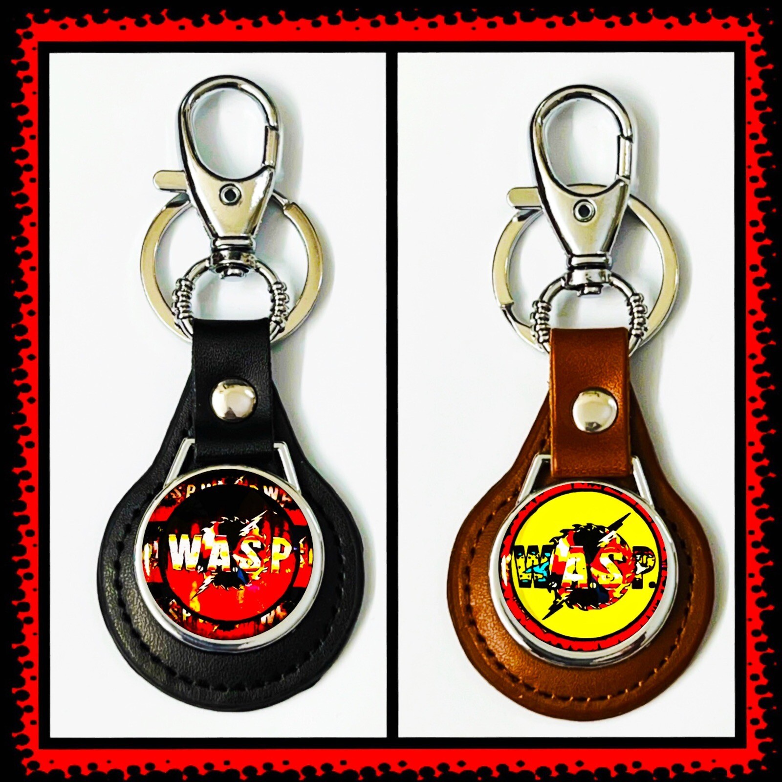 W.A.S.P. 🐝 GOLGOTHA🇺🇸 SET OF TWO LEATHER KEYCHAINS