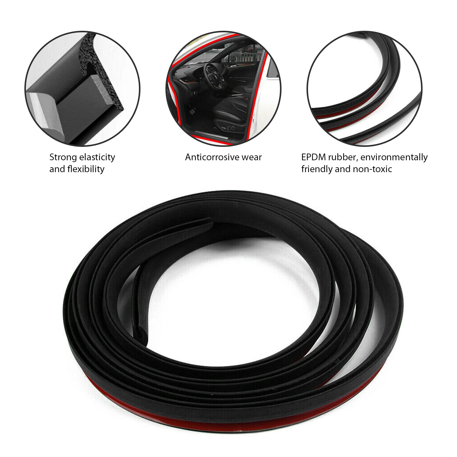 10M Black T-shape Sealing Strip Rubber Seal Car Edge Trim Bumper Lip Side Skirt