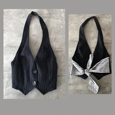 Vintage Y2K Charlotte Russe Top Halter Large Pin Striped Mall Goth Going Out USA