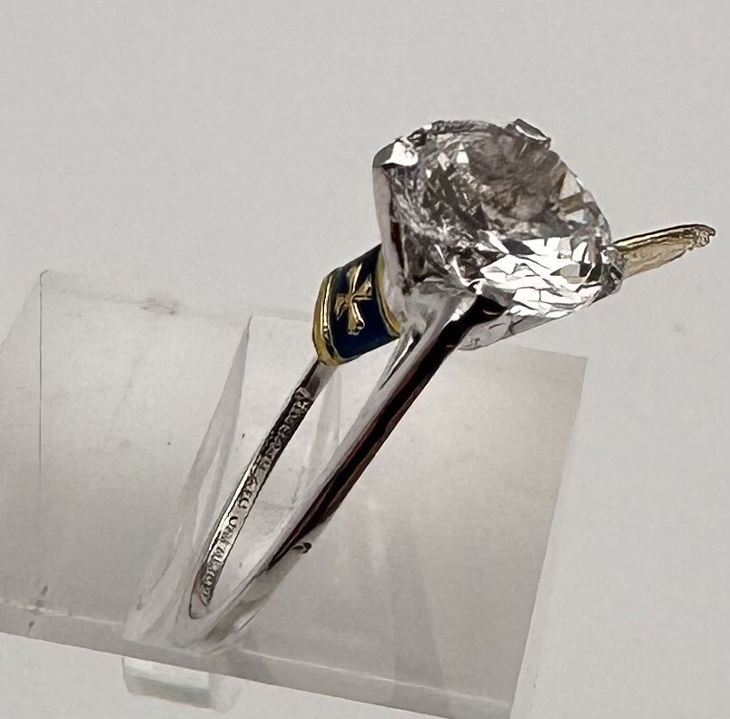 Rhinestone Sterling Silver Solitaire Ring Size 5.… - image 3