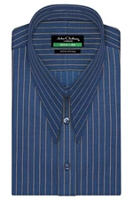 1930's Goodwood Revival Men's Retro Spear Point Collar Royal Blue Stripes Shirt
