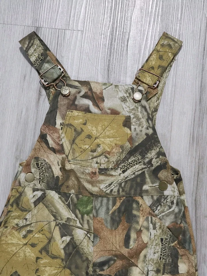 New Vintage Outdoor Advantage Timber Camouflage Camo Youth 6 Bib Overall Pants - Image 3 of 4