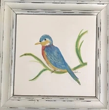 Bluebird original watercolor painting signed