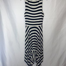 Monteau Dress Large NEW With Tags Black Cream MIDI High Low Striped