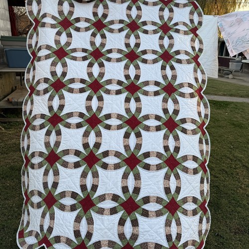 Vintage Double Wedding Ring Quilt Twin Size - Picture 14 of 14