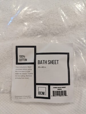 OCM Bath Sheet   Size: 30 x 60 in   100% Cotton   Color:  White