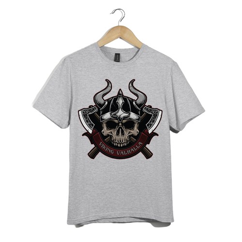 Viking Valhalla Skull Axes T-Shirt | Norse Warrior Unisex Tee|Nordic Skull Shirt - Picture 12 of 20