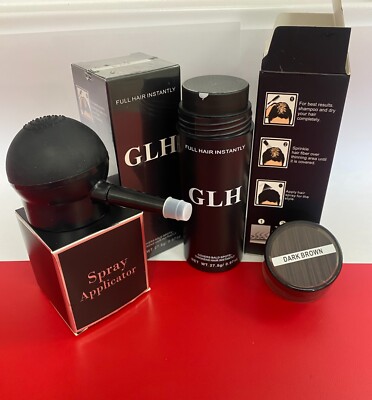 GLH Hair Building Fibers,  Black , 27.5g with applicator