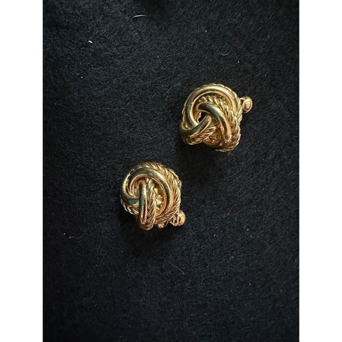 Vintage JS Signed Twisted Goldtone Button Earrings Screwback - Picture 2 of 4
