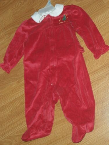FADED GLORY BABY GIRLS  CHRISTMAS ONZEE SIZE 3-6 MONTHS RED VELOUR NWT - Picture 1 of 2