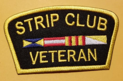 Strip Club Veteran Embroidery Biker Patch Worldwide shipping approx 2.5x4