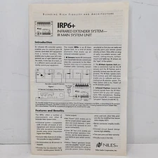Niles IRP6+ Infrared Extender System IR Main System Unit Manual Guide 
