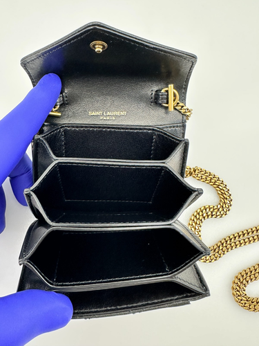 Bolso micro bebé acolchado de piel de cordero Saint Laurent negro - Imagen 5 de 17