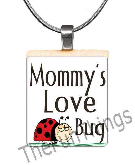 Mommy's Love Bug Ladybug Scrabble Tile Pendant Family Love Kids Fun Jewelry Mommy's Love Bug Ladybug Scrabble Tile Pendant Family Love Kids Fun Jewelry