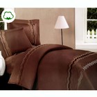 310TC Manly Coffee Cotton Embroidery Quilt Cover Set Queen