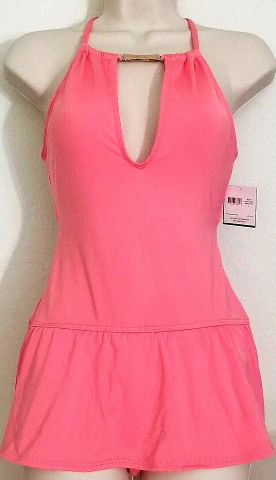 🌞KATE SPADE CRESCENT BAY 1PC SWIMDRESS SKIRTED SWIMSUIT PINK APRICOT XS,L🌺NWT - Image 2 of 4