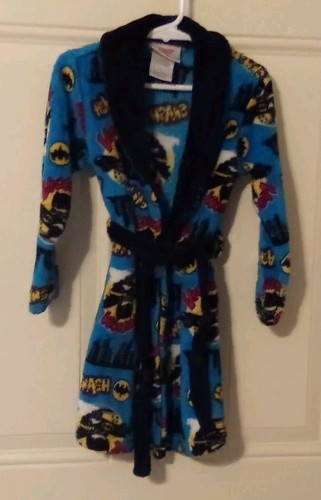 Justice League Bathrobe Kid's Boys Size 4T Color Blue And Black - Picture 5 of 7